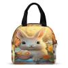 Large Reusable Lunch Bag with Aluminum Foil Lining, Rabbit, Bird & Flower Design view 4