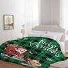 fifbird Christmas Throw Blanket for Adults, Green Plaid with Reindeer and Santa view 4
