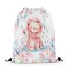 Loussiesd Cartoon Lion Drawstring Gym Bag, 30 x 40 cm, Safari Floral Butterfly Print view 1