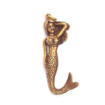 QQYDZSW Small Cute Retro Brass Desktop Decor Statue, Copper Doll Pendant Keychain