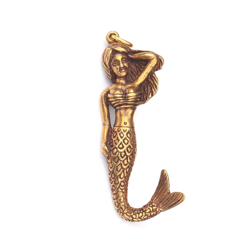 QQYDZSW Small Cute Retro Brass Desktop Decor Statue, Copper Doll Pendant Keychain