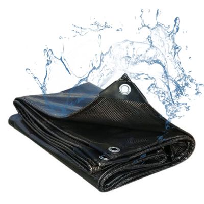 PIPRE 1.3 m x 3.3 m Waterproof Clear Tarp with Grommets, Black/White