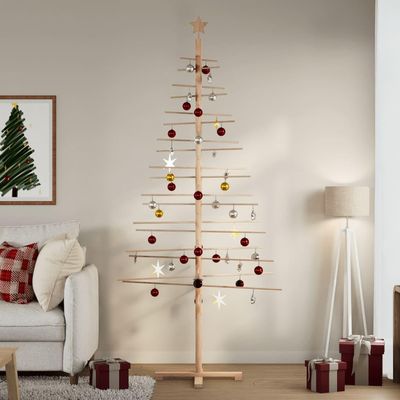 Xichuzi 210 cm Wooden Christmas Tree, Solid Pine and Bamboo, Artificial Tree Decor - 4019695
