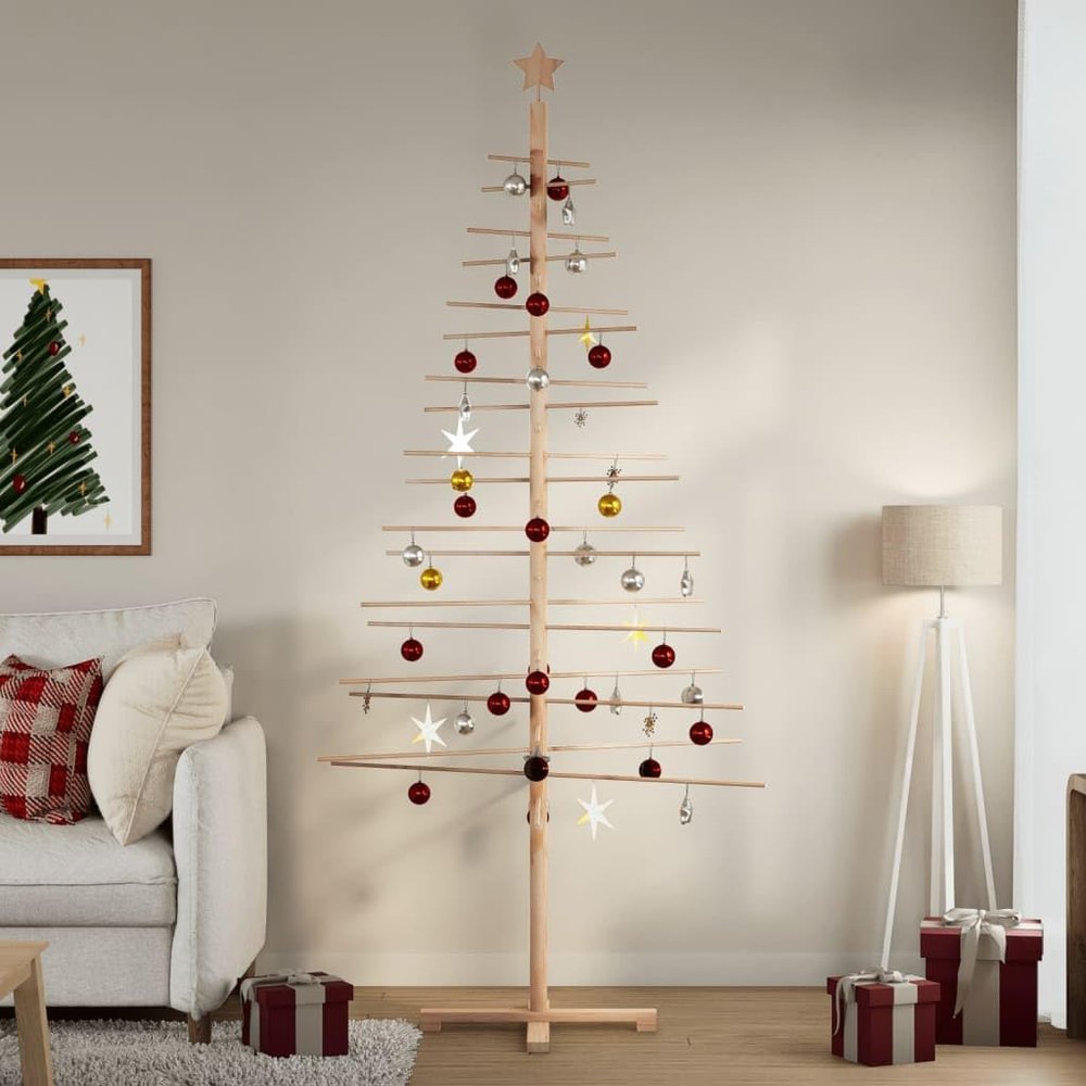 Xichuzi 210 cm Wooden Christmas Tree, Solid Pine and Bamboo, Artificial Tree Decor - 4019695