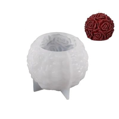 CAFFEN Multi-Size Rose Ball Candle Mold, Aromatherapy Tabletop Silicone Mold, Circular Drip-Shaped Decorative Candle Mold (1 9 100)