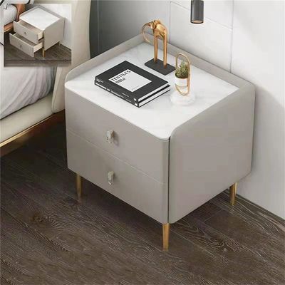 GXXINGIN Small Gray Nightstand with 2 Drawers