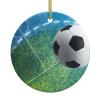 Personalized Round Ceramic Christmas Tree Ornament with Sports Ball Prints view 1