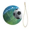 Personalized Round Ceramic Christmas Tree Ornament with Sports Ball Prints view 2