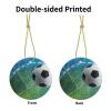 Personalized Round Ceramic Christmas Tree Ornament with Sports Ball Prints view 3