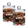 JUMBEAR Q-Tip Apothecary Jars with Christmas Highland Cow Design, 2-Pack view 1