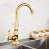 EXHOYAJB Kitchen Sink Faucet, Rose Gold Brass Gourd-Style Mixer Tap, Gold, Hose Size 3-8 view 2