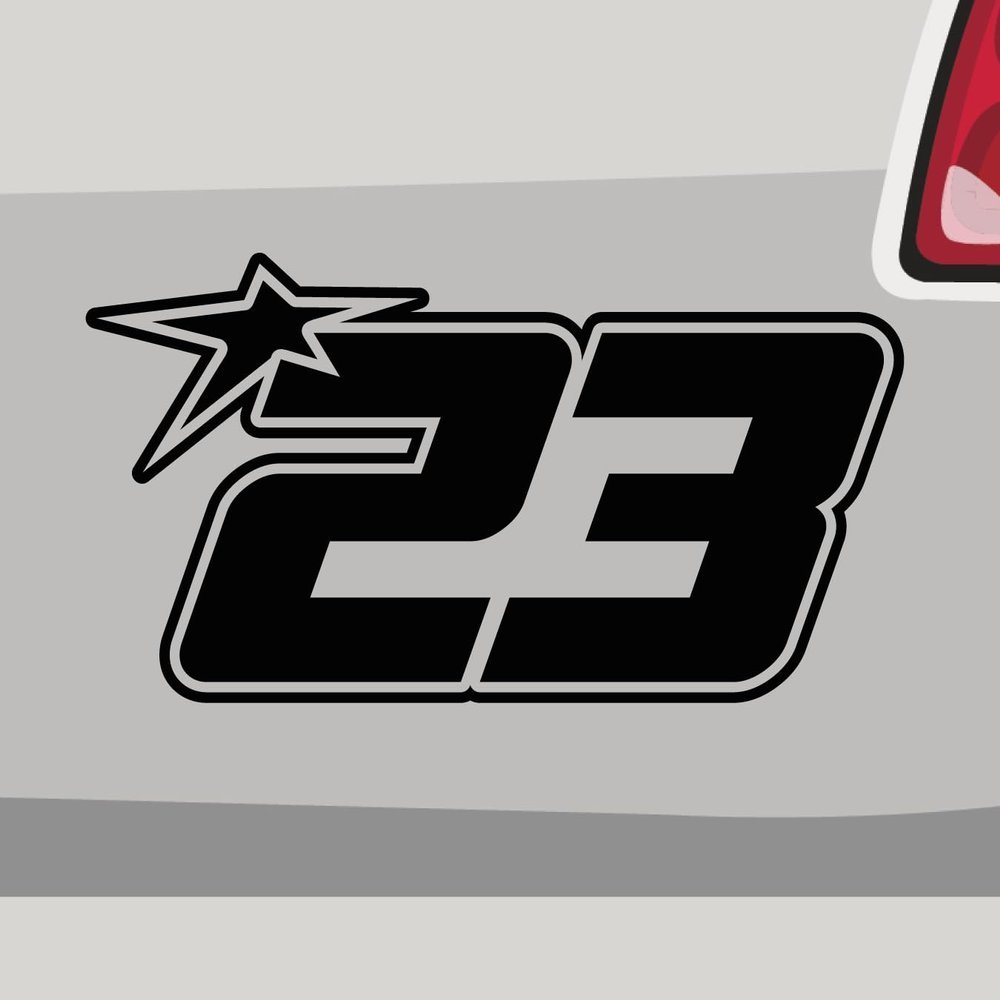 Car Sticker - Race Number 23 Decal, Brown, 45 x 25 cm