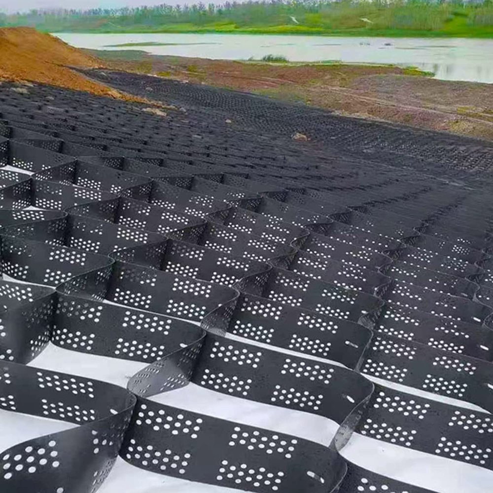 ROBAUN Garden Retaining Wall Grid, 5.1 cm, Ground Stabilization Grid for Gravel, Pea Gravel, Sand, Sloped Driveways and Walkway Foundations, Foldable, 6 x 9 m (20 x 30 ft)