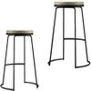 DZYHFCO Modern Bar Stool Set, 2-Piece, White PU Leather Seat, Black Metal Legs view 1