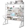 Home Office Gaming Desk with Hutch and Pegboard, White, 110 cm view 1