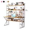 Home Office Gaming Desk with Hutch and Pegboard, White, 110 cm view 2