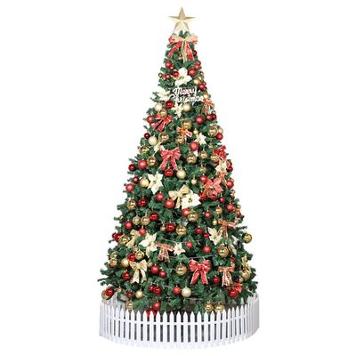 Illuminated 9.8-Ft High-Quality Artificial Christmas Tree with Hinged Branches and Sturdy Metal Stand