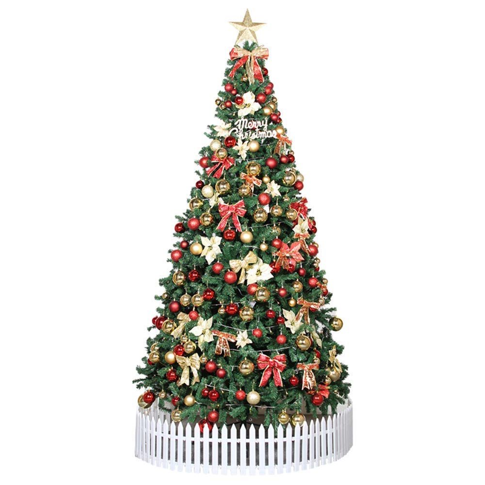 Illuminated 9.8-Ft High-Quality Artificial Christmas Tree with Hinged Branches and Sturdy Metal Stand
