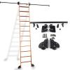 Black Rolling Ladder Hardware Kit, Sliding Ladder Rail Set, 3.3–20 ft Round-Tube Mobile Ladder Rail for Home, Indoor Use, and Attics (Ladder Not Included) (Size: 3.3 ft) view 1