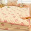 Optxzn Textiles Winter Quilted Plush Fitted Sheet with Elastic Band, Soft Warm Velvet Mattress Cover, Queen Bedspread view 3
