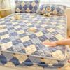 Optxzn Textiles Winter Quilted Plush Fitted Sheet with Elastic Band, Soft Warm Velvet Mattress Cover, Queen Bedspread view 4