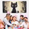 Customizable Banner with Hand-Drawn Black Cat, 4 Metal Grommets, 180 x 120 cm view 4