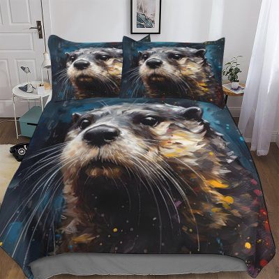 AAPZY Otter 3D Duvet Cover Set for Girls and Boys, Double, 200 x 200 cm