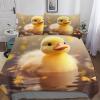 AAPZY Little Yellow Duck 3D 3-Piece Bedding Set, Microfiber, with Pillowcase, Wrinkle-Free and Soft, King Size, 220 x 240 cm view 1