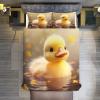 AAPZY Little Yellow Duck 3D 3-Piece Bedding Set, Microfiber, with Pillowcase, Wrinkle-Free and Soft, King Size, 220 x 240 cm view 2