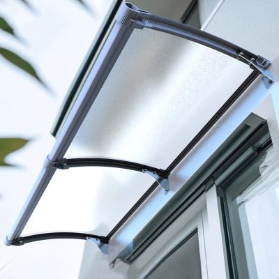 Aluminum and Polycarbonate Door Awning, 55 x 280 cm, Frosted