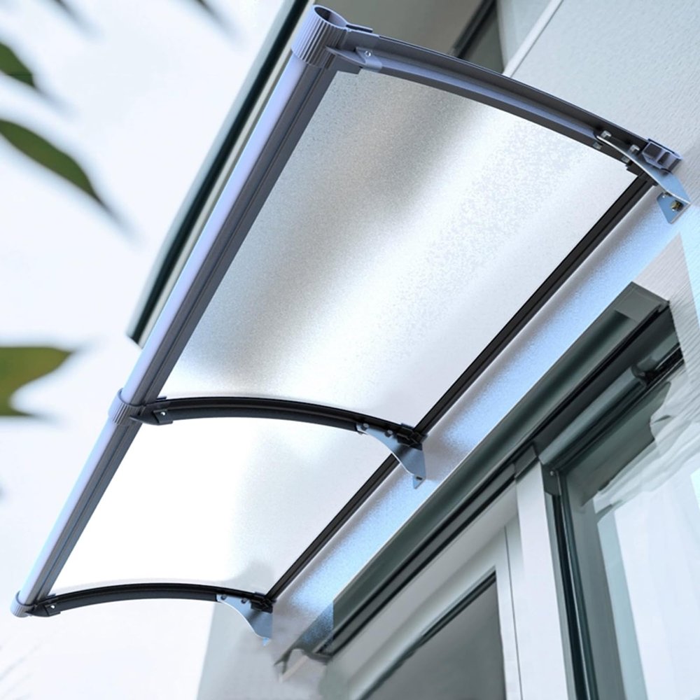 Aluminum and Polycarbonate Door Awning, 55 x 280 cm, Frosted