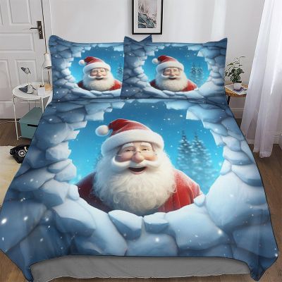 AAPZY Santa Premium Breathable Microfiber Duvet Cover Set for Boys and Girls, Double 200 x 200 cm