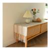 VONCYKI Thick Gray Openwork Vintage Farmhouse Table Runner, Embroidered, Light Coffee, 38 x 200 cm view 1