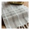 VONCYKI Thick Gray Openwork Vintage Farmhouse Table Runner, Embroidered, Light Coffee, 38 x 200 cm view 4