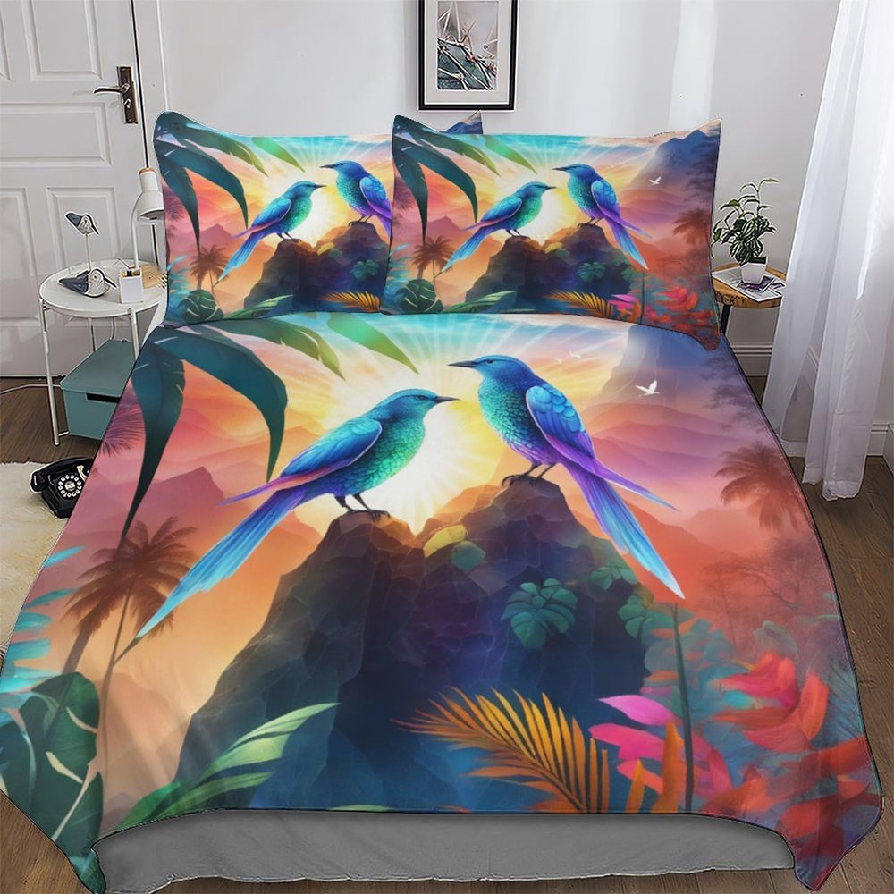 AAPZY ser Vogel 3-Piece Soft Microfiber Duvet Cover Set, King 220 x 240 cm