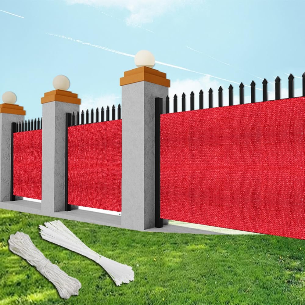 HEFJIAYCIQ Balcony Privacy Screen, HDPE Railing Cover for Shade and Rain, Red, 0.6 x 7 m