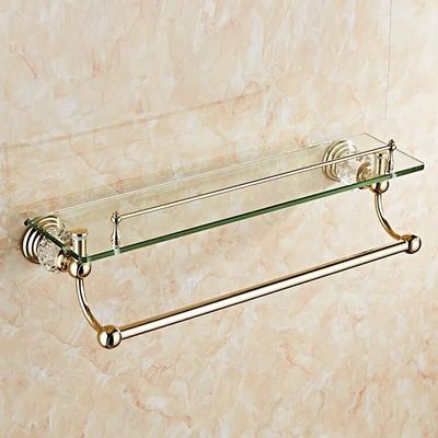 IUokLU Crystal Gold Bathroom Shelf with Towel Bar