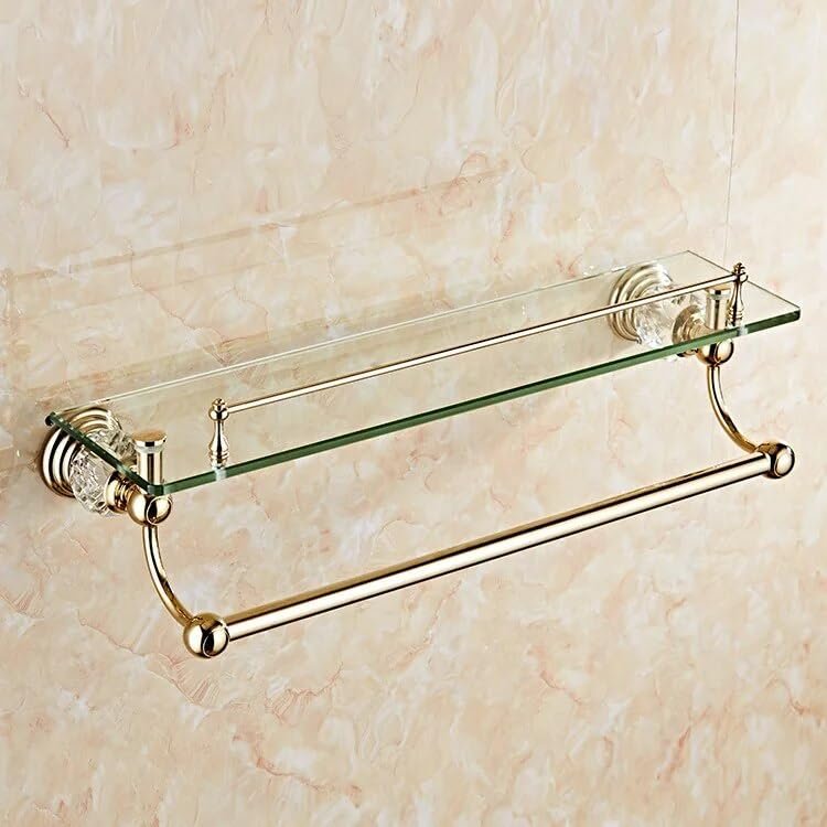 IUokLU Crystal Gold Bathroom Shelf with Towel Bar
