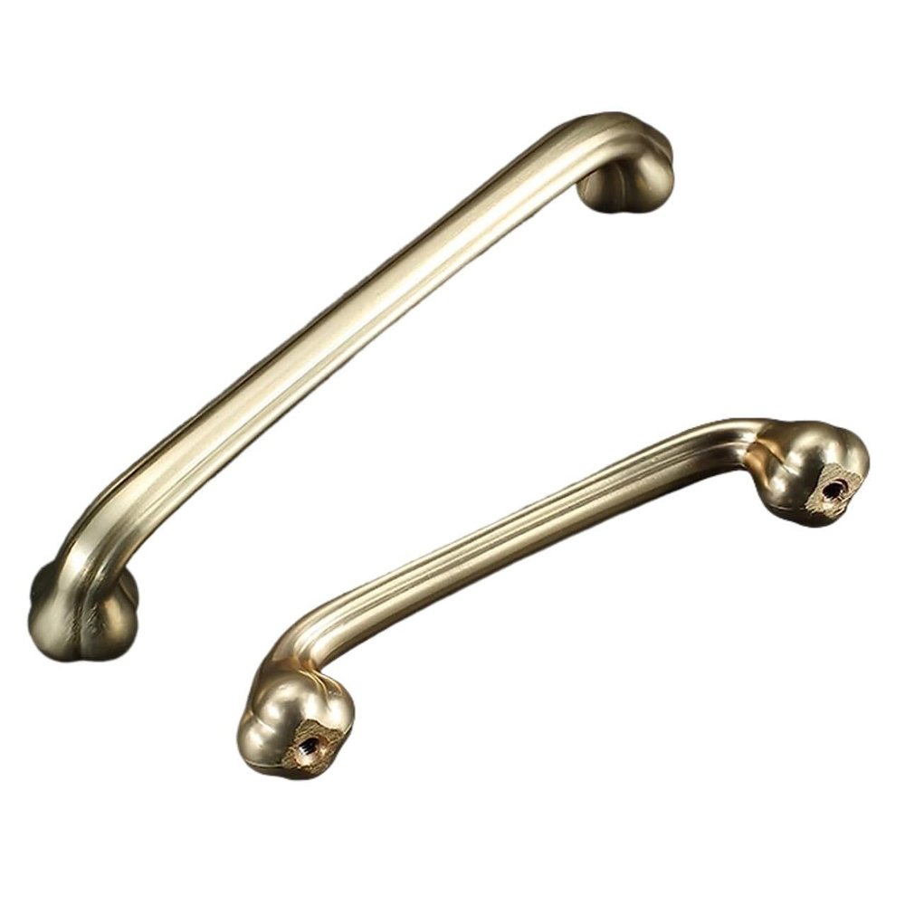HAEUYA Gold Cabinet Handles, 2-Pack, Curved, 128 mm Hole Spacing
