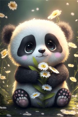 Lituor Ser Panda Paint by Numbers Kit, 30 x 40 cm Framed Canvas