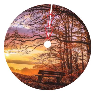 Lonely Bench Sunset-Printed Christmas Tree Skirt, 48 in, Thickened