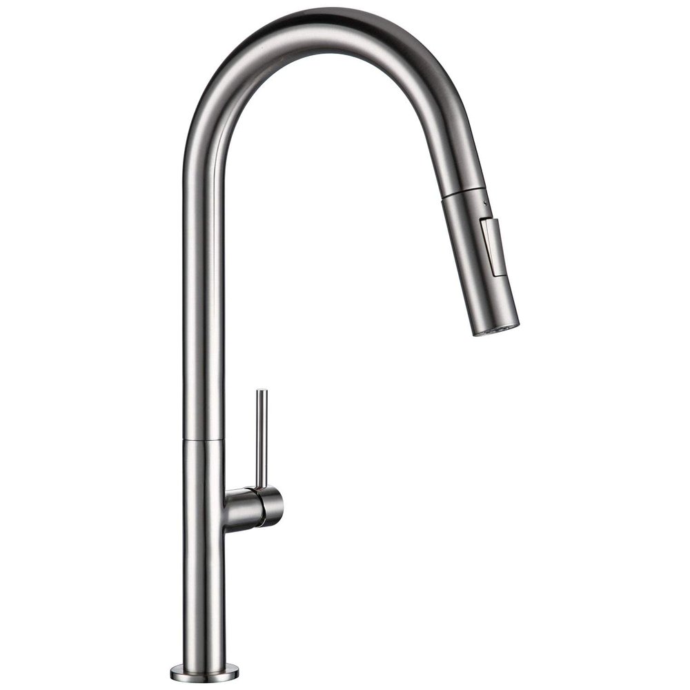 Pull-Down Kitchen Faucet with 360° Swivel, Brushed Nickel/Chrome/Black