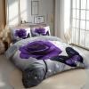 Quixora Romantic Butterfly Purple Rose Bedding Set, Light Gray, Easy-Care Microfiber, 240 x 220 cm view 2