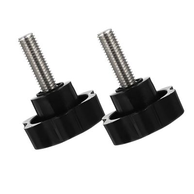 Black Clamping Screw Knobs, 2-Pack, M6 Hex Star Knob