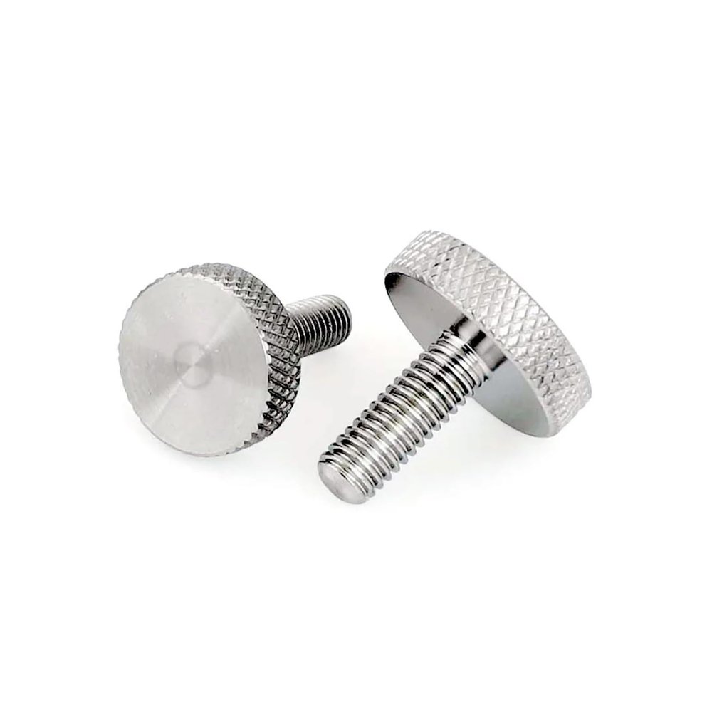 XIOKLM M3–M10 GB835 304 A2-70 Stainless Steel Knurled Flat-Head Thumb Screws, DIN653 (2 M6 x 10 mm)