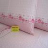 Double Bed Sheet Set, Gray, Light Blue and Pink, 100% Flannel with Rose and Geometric Pattern view 2
