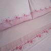 Double Bed Sheet Set, Gray, Light Blue and Pink, 100% Flannel with Rose and Geometric Pattern view 3