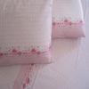 Double Bed Sheet Set, Gray, Light Blue and Pink, 100% Flannel with Rose and Geometric Pattern view 4
