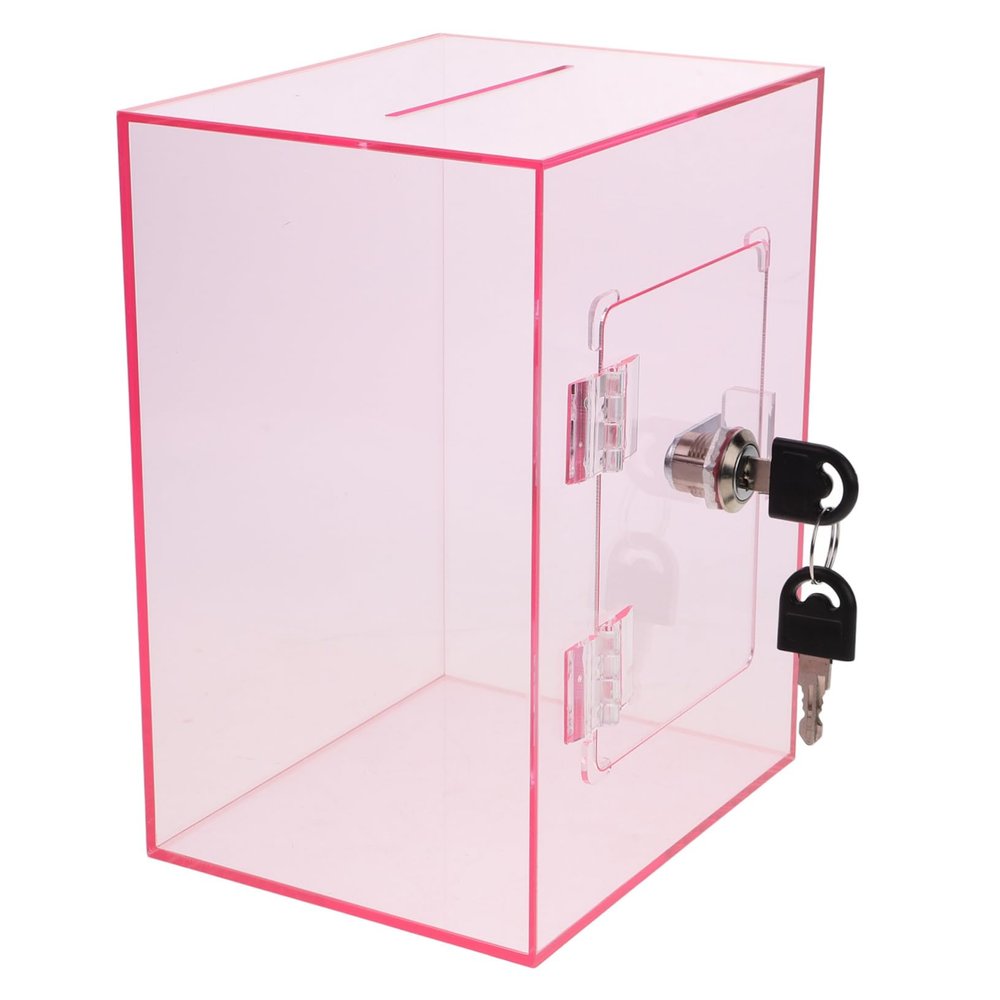 Acrylic Box with Lock for Letters and Envelopes, Pink, 1 Count