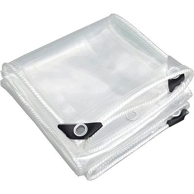 Waterproof Clear Tarp 1.2 x 1.5 m with Eyelets, 0.35 mm Thick PVC Cover